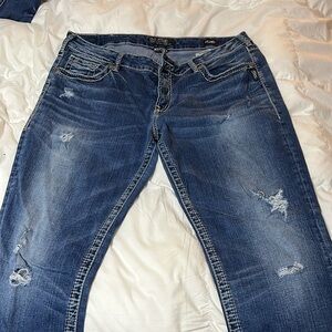 Silver jeans company fluid denim boyfriend style they are a size 34 x 29